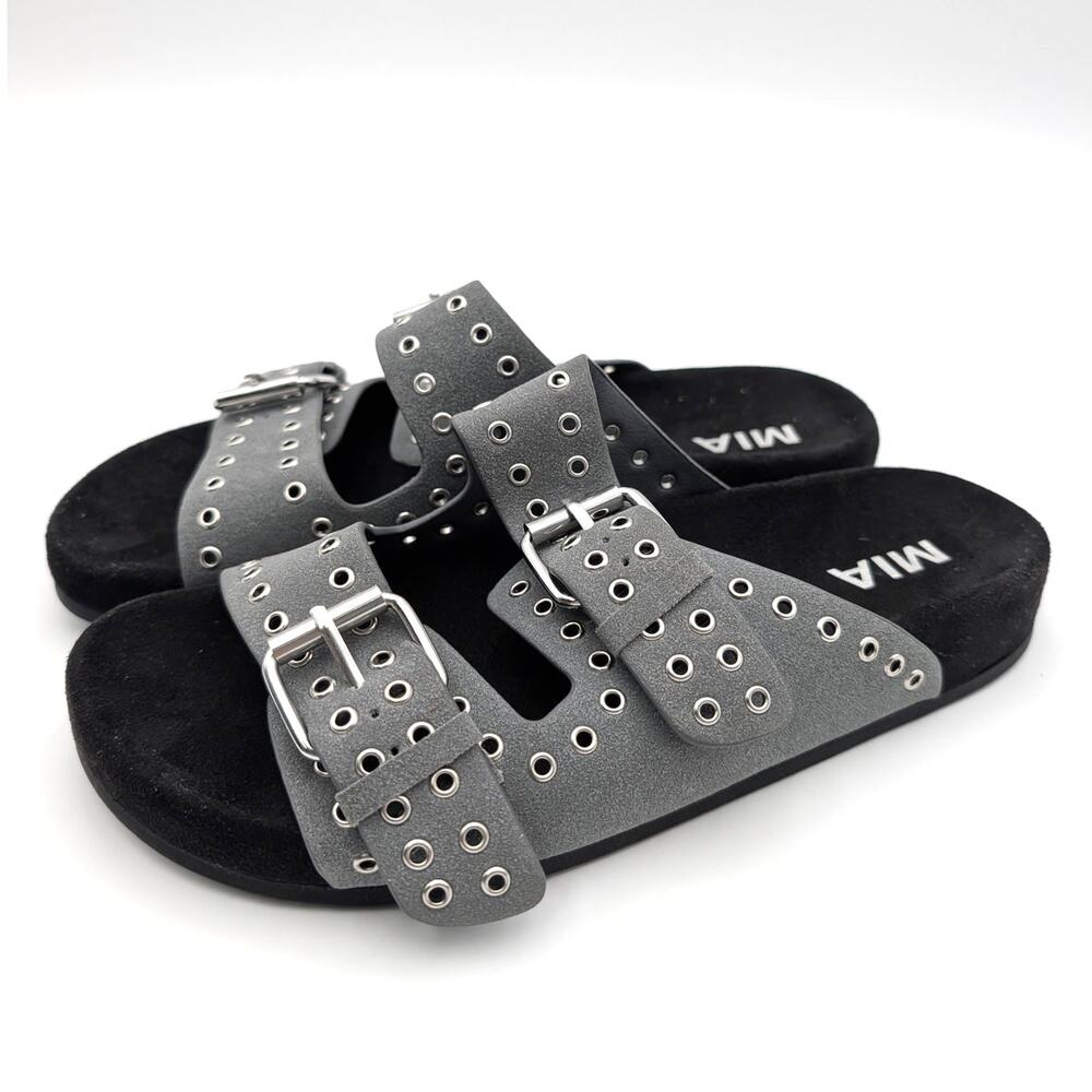 Mia Brooklyn Slide Sandals Adjustable Strap Women's Slate Size US6.5 EU36.5